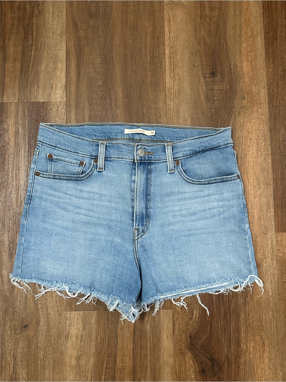 Levi High Rise Light Wash Denim Cutoff Shorts